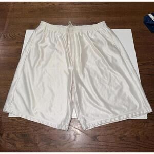 Champs Sports Gear Shiny White Satin Dazzle Hoop Shorts Baggy Mens 3XL Y2K 90s